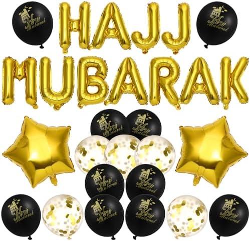 BESTOYARD Ramadan Eid Party Decorations Set, Sequin Foil Balloons Mubarak Banner, 1 Count