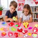 28 Pack Valentines Day Gifts for Kids Classroom Mochi Squishies Fidget Toys Filled Heart with Valentines Cards for Kids School, Valentines for Class Valentines Exchange Cards Party Favors Prizes