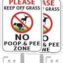 (2 Pack) Large No Peeing and No Pooping Dog Sign for Yard/Lawn, With 36" Long Stake 14" x 10" Aluminum Alloy Sign, Please Be Respectful, Keep Off The Grass UV Protected & Waterproof, Outdoor Use