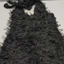 Women's Backless Halter Mini Dress Fringe Bodycon Evening Party Club Dresses Black Small