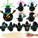 Fuutreo 100 Pcs Winter Snowman Craft Scratch Cards Rainbow Color Bookmarks Ornaments Winter Xmas Scratch Paper Kits with Sticks and Ribbon for Birthday Party Favors DIY Activities Hanging Decor