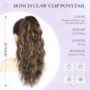 ZQIAN BEAUTY 18 Inch Claw Clip Ponytail Extension, Wavy Pony Tails Hair Extensions, Synthetic Hair Extensions Ponytail, Clip On Ponytails for Women (Color: Chestnut Brown with Blonde Highlights)