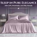 SLEEP SANCTUARY Satin Sheets Queen Size 4 Piece Luxury Silky Bed Set, Softer Than Silk, 15" Deep Pocket, Cooling & Wrinkle-Free, Moisture-Wicking & Breathable for Hair & Skin (Lavender)