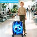 Lightweight Hardshell Spinner Kids Carry On Luggage Set 2PCS with Wheels - Airplane Approved Suitcase for Boys & Children Ages 3-10, Lightning Soccer Rolling Suitcases for Elementary Toddler Travel