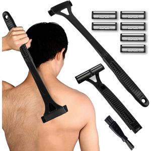 Body Hair Trimmer for Men, Back Shaver 3.0 with Long Handle, Razors for Shaving, Mens Grooming Kit, One Blade from Any Angle Shavers & Hair Removal Products (Black)