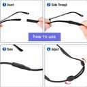 lvvfit 3pcs Adjustable Eyeglass Strap - No Tail Sunglass Strap - Eyewear String Holder -for Men's Women's Kids' Glasses Straps Sunglasses Straps (3pcs Black)