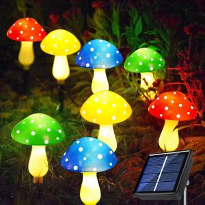 Windpnn 8-Pack Solar Mushroom Lights for Garden Decor, 8 Modes Waterproof Outdoor Garden Mushroom Lamp, Multi-Colored Solar LED Fairy Lights for Christmas Halloween Yard Lawn