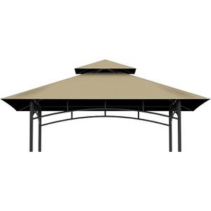 Grill Gazebo Replacement Top, 5 * 8 Outdoor BBQ Top Cover, Double Layer BBQ Gazebo Top Canopy for Model #L-GG001PST-F (Khaki)