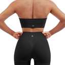 SUUKSESS Women Seamless Ribbed Workout Set Backless Sports Bra Booty Biker Short (Small, Black)
