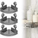 Triangle Suction Cup Corner Shelves No Drilling Bathroom Storage Rack, 2026 New Corner Shower Shelf Suction Cup Shower Caddy Corners Organizer Storage Rack Adhesive with Towel Bar (Gray three-layer)
