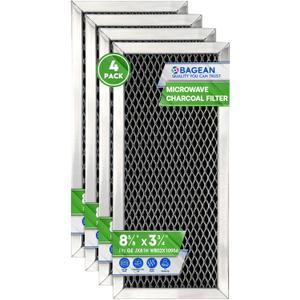 Microwave Filter Replacement 8.67" x 3.95" for JX81H WB02X10956 GE Microwave Charcoal Filter - Fits Samsung Carbon Filter - Freshens and Filters Kitchen Air in Over-the-Range Oven Stove Fan (4-Pack)