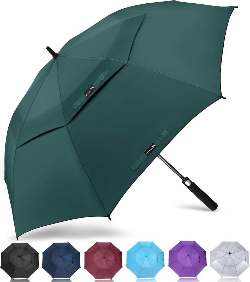 ZOMAKE Automatic Open Extra Large Golf Umbrella 51/54/62/68/72 Inch, Double Canopy Vented Windproof Oversize Stick Umbrellas for Rain