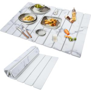 Large Stone Dish Drying Mat for Kitchen Counter & Sink,Stone Drying Mat 23x15.3 Inch,Collapsible Quick-Dry Diatomaceous Earth Pad,Eco-Friendly Absorbent Mat for Dishes Cups Bottles (White-patterned)