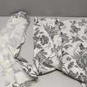 jinchan Floral Linen Tier Curtains 24 Inch Farmhouse Cafe Curtains Rod Pocket Country Flower Drapes for Small Windows for Kitchen Laundry Room Bathroom RV 2 Panels Light Filtering Black (Jacobean | Black on Beige)