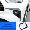 Car Accessories Fit For Toyota Highlander 2020 2021 2022 2023 2024 2025 Exterior Front Fog Light Cover Trim Eyebrow Spoiler (Black) ABS 2 PCS