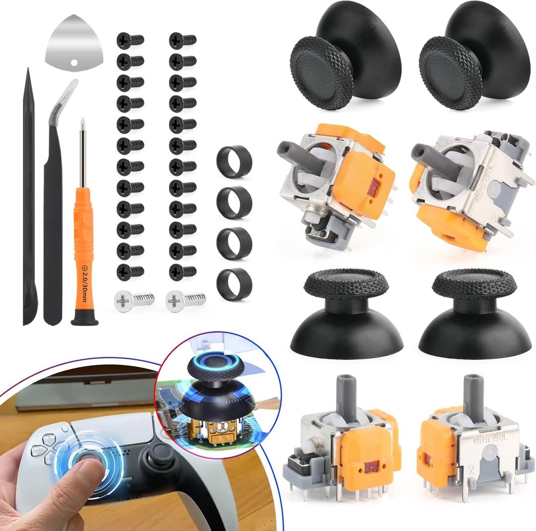 Joysticks for PS5 Hall Effect Joystick Replacement for Sony PlayStation 5 PS5 3D Analog Sensor Module for PS5 Joystick Thumb Stick Controller Accessories Parts with Repair Tools(4Pack)
