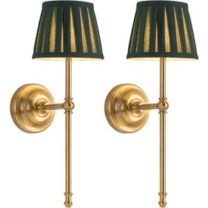 KDG Cordless Wall Sconces Set of 2, Small Wireless 5200mAh Rechargeable Battery Fabric LED Wall Lamps, Portable Lightings for Wall Painting, Living Room, Bedroom, Hallway, Gifts, Night Light (Green)