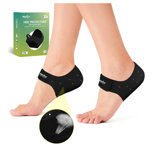 Welnove Gel Heel Protector Cups, Inserts Pads for Women Men, Plantar Fasciitis, Heels Spur Pain Relief, Achilles Tendonitis Dry Cracked Heel Support Cushion Black (W 4.5-9 / M 5-8)