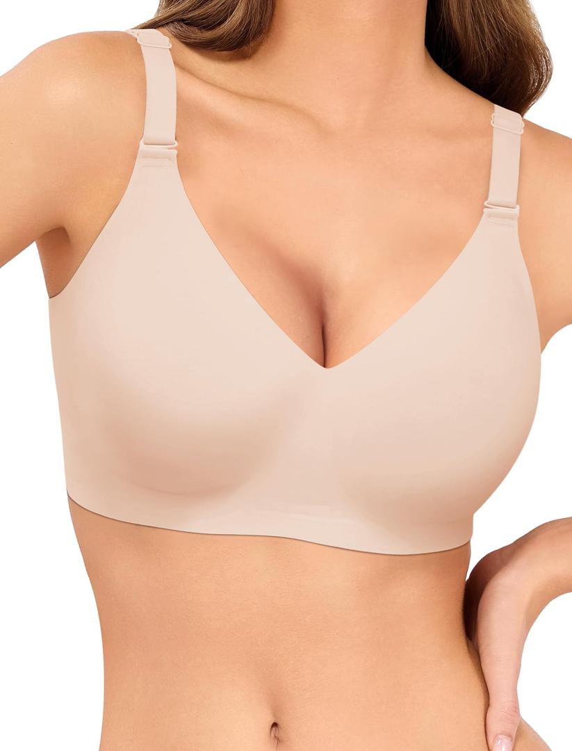 Easybunny Jelly Bras for Women No Underwire Wireless Bra Seamless Bralettes Buttery Smoothing Everyday Sports Bra-Nude,XL (XL)