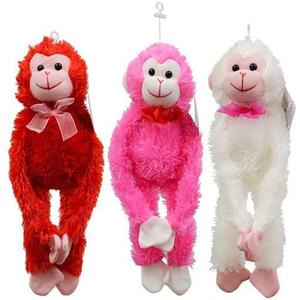 Valentine Plush Hanging Monkeys, 12 in.Assorted Among White, Red, and Pink- 3 ct