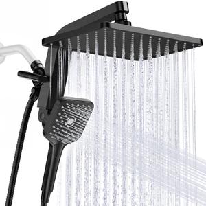KOSNEW® 12" XXL Rainfall Shower Head with Handheld Combo Set, Matte Black