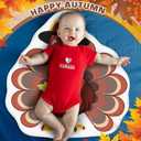 6 Pcs Thanksgiving Bathroom Rug Thanksgiving Turkey Bath Mat Bathroom Decor Farmhouse Turkey Rugs Non Slip Bath Doormat 16 x 16 Inches for Holiday Kitchen Living Room Home