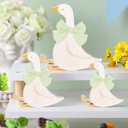 3 Pcs Silly Goose Birthday Party Decoration Sage Green Bow Wooden Silly Goose Baby Shower Decor Funny Table Centerpiece Gift for Party Favor Desk Tiered Tray, 5.9/4.7/3.9 Inch