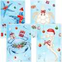 2 x Preboun 4 Pcs Christmas Sealife Kitchen Towels Christmas Decoration Absorbent Dish Quick to Drying Hand Polyester Cleaning Tea Coastal Towels for Home Washing Drying Dishes Kitchen