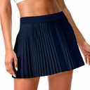 UNIANKIYA Pleated Tennis Skirts for Women with Pockets Shorts High Waisted Athletic Skorts for Golf Running Workout (S, Navy)