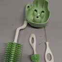 Silicone Bottle Brush Set with Stand, 360° Rotating Bottle Cleaning Brush Cleaner Set, Long Handle 3 in 1 Multipurpose Silicone Baby Bottle Straw Cleaner Brush (Green)