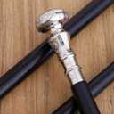 Victorian Cane Walking Cane Wooden Walking Stick Silver Brass knob Handle Black Wood Stick, Fancy & Fashionable Canes for Men and Women, Best Choice for Steampunk Cane., 36 inch