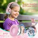 QearFun Kids Bluetooth Headphones, 60H Playtime, 74/85/94dB Safe Volume Limit, Metallic Gradient Wireless Headset with HD Mic, Fast Charging, Foldable, Wired 3.5mm Mode for School/Tablet/Travels