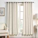 Mayfair Linen 3 Ply Natural Linen Curtains 72 Inch Length 2 Panels Set - Bedroom Living Room Curtains 72 Inches Long, Soft, Thick Textured Window Drapes Semi Sheer Light Filtering Panels (Cream)