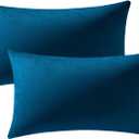 Lumbar Pillow Covers 12x20 Midnight Blue: Pack of 2 Cozy Soft Velvet Rectangular Modern Luxury Decorative Throw Pillow Cases for Sofa Couch Living Room Bed Home Decor
