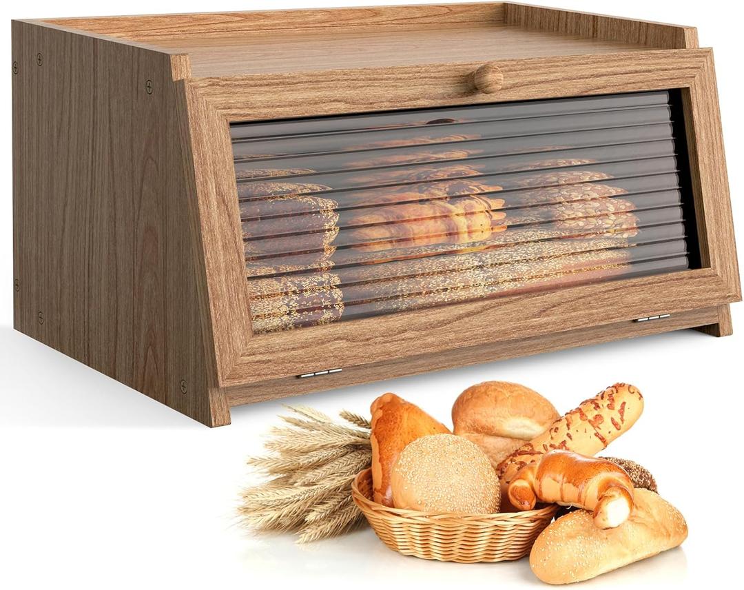 Bread Box for Kitchen Countertop Large Bread Box Farmhouse Bread Container Bread Storage with Window Bread Holder