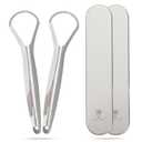 Me Mother Earth 2 pack Stainless Steel Tongue Scraper for Adults with 2 Metal Travel Cases Durable Metal Cleaner for Oral Care, Fresh Breath, and Eco-Friendly Dental Care