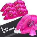 Double Sided Tape Roller, 0.3Inch x 33Ft Adhesive Tape Scrapbooking Supplies, Permanent Adhesive Tape Dispenser Runner Glue Roller, Transparent Tape for Gift DIY Crafts Art Project - 6 Packs, Rose Red