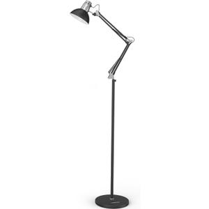LEPOWER Floor Lamp, Swing Arm Floor Lamp, Industrial Tall Lamp with Heavy Metal Base, E26 Base Standing Reading Lamp, Modern Lamp for Home Office, Living Room, Bedroom Black