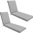 AAAAAcessories Outdoor Chaise Lounge Cushions, Waterproof, Fade-Resistant Patio Furniture Replacement Cushions, 72" x 21" x 3", Set of 2, Gray