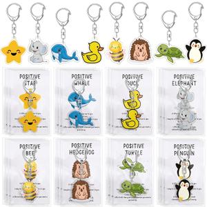 Landical End of The Year Gifts Positive Keychains Bulk Thank You Acrylic Animal Keychains Emotional Cards for Student Teacher