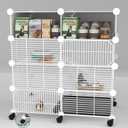 C&C Guinea Pig Cages Indoor on Wheels, 3 Tier Ferret Cage Small Animal Hideout House with Drawer & Removable Tray, Pet Playpen Fence for 1-3 Hamster Rat Chinchilla Hedgehog
