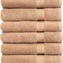Pleasant Home Bath Towels Set of 6 (24 x 50) 100% Cotton, 515 GSM | Lightweight, Soft & Highly Absorbent Luxury Towels for Bathroom | for Gym, Pool & Spa | 6 Pack, Mocha