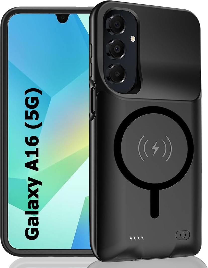 Battery Case for Galaxy A16/A17,Enhanced 10000mAh Portable Protective Wireless Charging Case Support Carplay Compatible with Galaxy A16 A17(6.7 inch) Rechargeable Extended Battery Charger Cover,Black