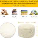 Round Pouf Ottoman Stuffed Velvet Floor Pouf Footrest,Foot Stool, Bean Bag Floor Chair for Bed Room Living Room Accent Seat 20x12inches with Filler Ivory