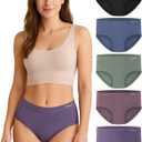 Womens Underwear Bamboo Rayon High Waisted Full Coverage Panties Soft Breathable Stretchy Comfort Briefs 5 Pack, Large