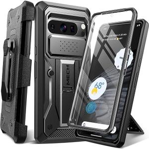 TONGATE for Pixel 8 Pro Case(2023), [Bulit-in Slide Camera Cover & Screen Protector] Military Grade Shockproof Rugged 5G Phone Case with Kickstand & Belt Clip for Google Pixel 8 Pro 6.7", Black