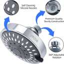 High Pressure Fixed Showerheads,5-Mode High Flow Fixed Showerheads,4inch Rain Shower Heads with adjustable Metal Swivel Ball Jiont