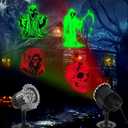 Halloween Projector Lights Outdoor, 3D Dynamic Ghost Projector Lights with 4 HD Patterns, Rotating Halloween Light, 2025 Upgraded Waterproof for Yard, Garden, Party, Halloween Decor