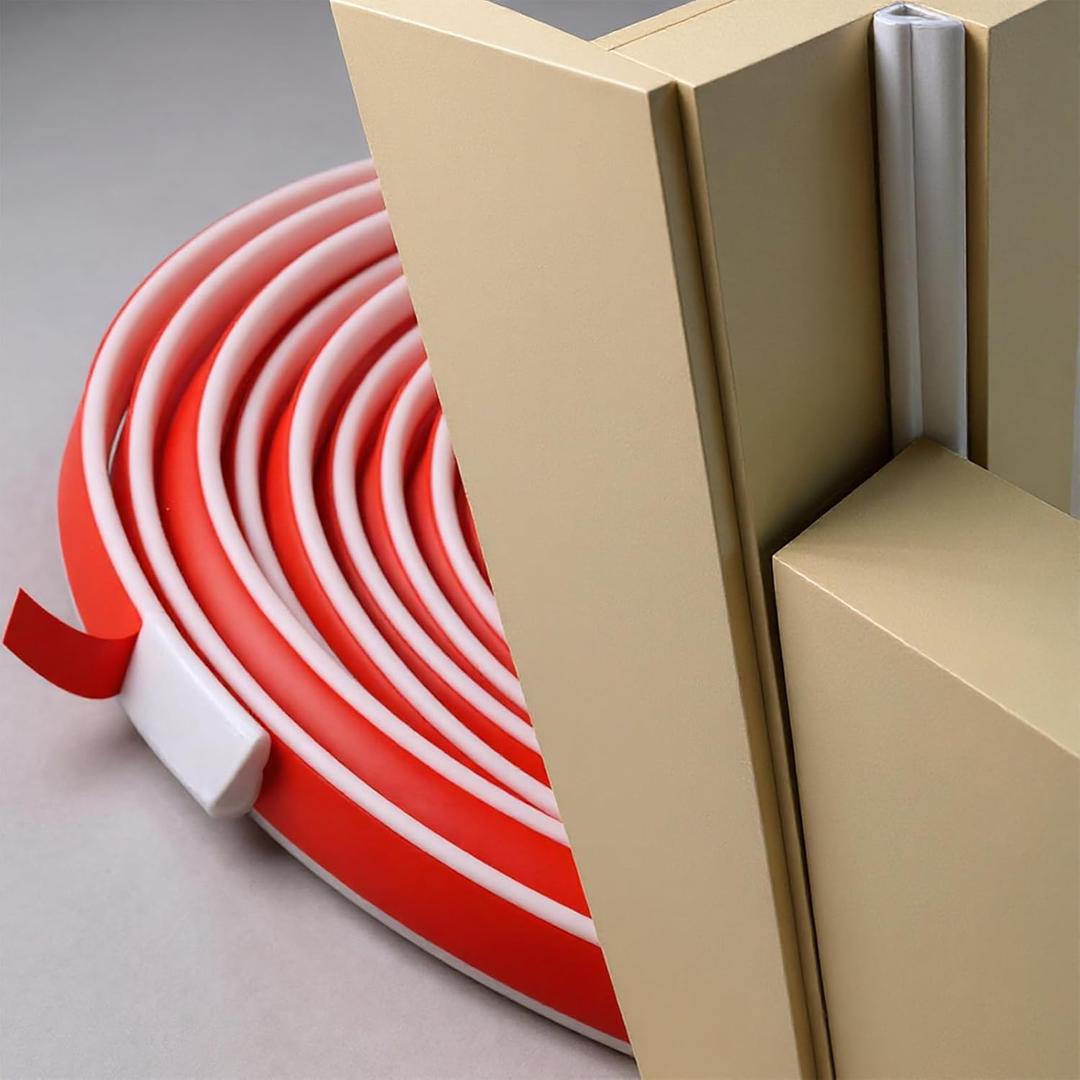 Pangda 20 ft Wedge-Shape Rubber Weather Stripping Seal Strip Self-Adhesive Silicone Rubber Gasket Seal for Door/Windows Indoor Outdoor Winter Soundproofing, Easy Installation