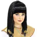 lontakids Egyptian Queen Black Wigs with Braids Fringe Costume Accessories